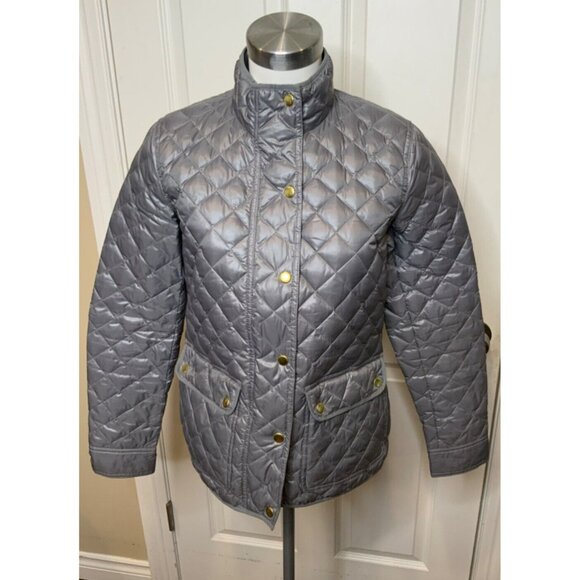 J. Crew Gray Quilted Thin Down Zip-Up Jacket, Size Small - Picture 1 of 5